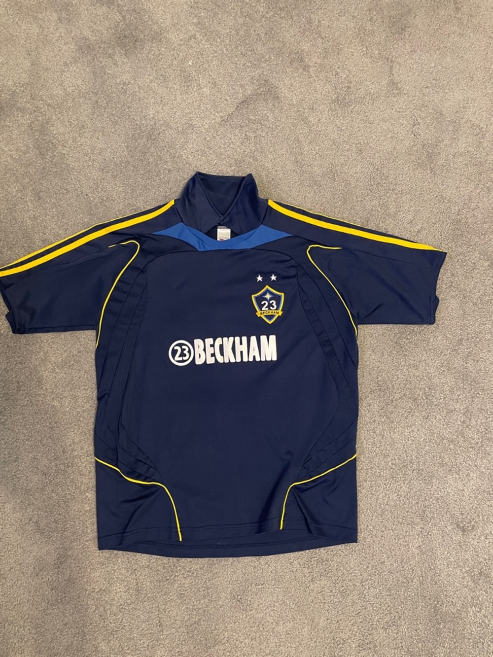 23 Navy Kids Soccer Jersey with Yellow Trim